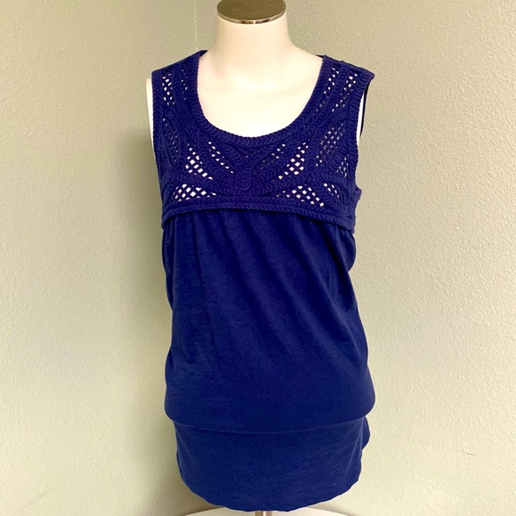 Joe Fresh Tops - Joe Fresh 100% Cotton Navy Blue Knitted Dressy Tank Top Size M